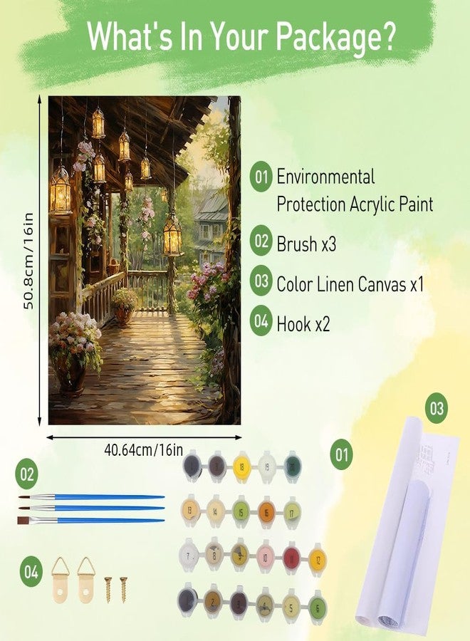 TREXEE DIY Paint by Numbers Kit Countryside Hallway Oil Paint by Numbers Canvas Wall Decoration DIY Number Painting Natural Scenery Oil Paint Home Decoration (50X40 CM)(Without Frame) - Image 5